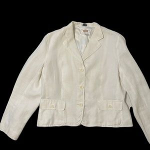 Talbots white linen jacket size 10 petite